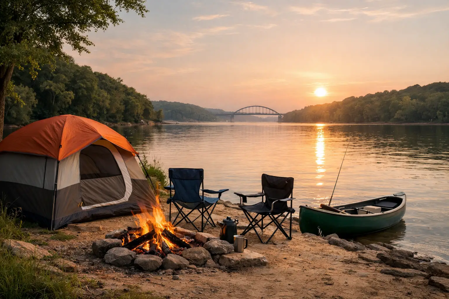 Waterfront Camping on the Illinois River