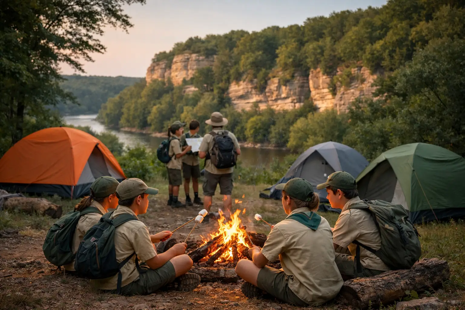Scout Group Camping Near Starved Rock